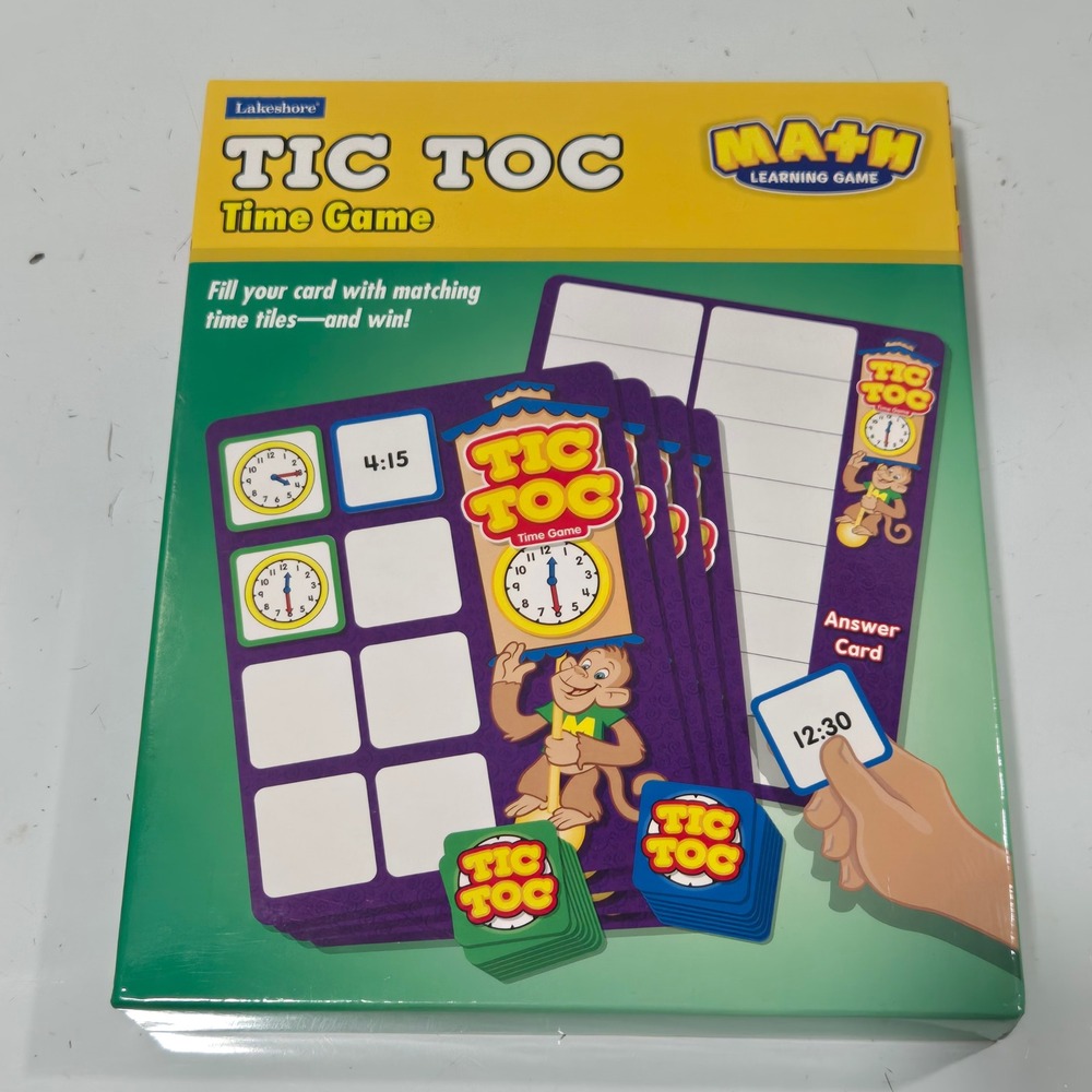 Lakeshore Tic Toc Time Game Math Learning Telling Time Educational Matching Game